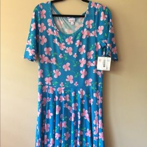 Lularoe Nicole Dress - Teal Floral XL